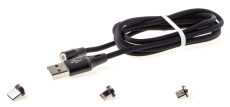 G5022 Магнитный кабель USB с тремя сменными переходниками: microUSB - iPhone - Type-C
