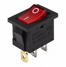 Выключатель клавишный 12V 15A (3с) ON-OFF красный с подсветкой Mini REXANT