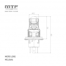 Светодиодные линзы MTF LIGHT серии MicroLENS H4/H19, 12V, 25/35W, 2500/4000lm, 6000K, к-т.