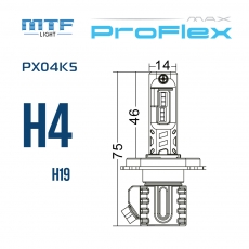 Светодиодные лампы MTF LIGHT серия ProFLEX MAX H4/H19, 6000K, 4500lm, 12-24V, 45W, NO FAN, 2шт., компл.