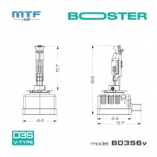 Светодиодные лампы MTF Light, серия BOOSTER V-TYPE, D3S, 42V, 35W, 4500lm, 6000K, кулер, комплект.