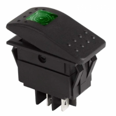 Выключатель клавишный 12V 35A (4с) ON-OFF зеленый с подсветкой REXANT