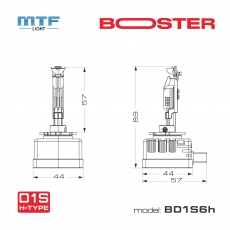 Светодиодные лампы MTF Light, серия BOOSTER H-TYPE, D1S, 85V, 35W, 4500lm, 6000K, кулер, комплект.