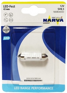 18080 Лампа автомобильная 43мм 6000К Fest LED (SV8.5) Range Perfomance LED (упаковка 1 шт.) NARVA