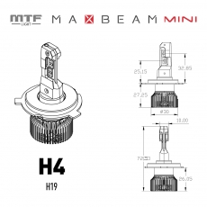 Светодиодные лампы MTF Light серия MaxBeam Mini H4/H19, 12V, 45W, 4500lm, 6000K, кулер, комплект