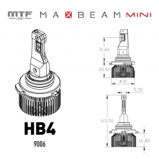 Светодиодные лампы MTF Light серия MaxBeam Mini HB4(9006), 12V, 45W, 4500lm, 6000K, кулер, комплект