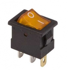 Выключатель клавишный 12V 15A (3с) ON-OFF желтый с подсветкой Mini ( RWB-206-1.SC-768)