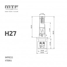Светодиодные лампы MTF Light серия IMPRESS H27(880/881), 12V, 24W, 2100LM, 6000K, (шт. разм.), к-т.