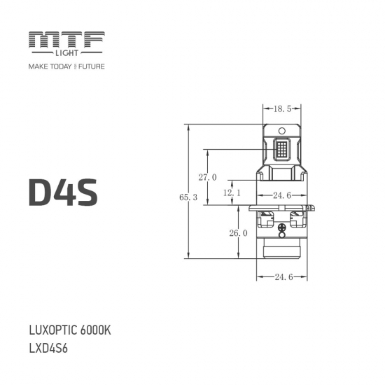 Светодиодные лампы MTF LIGHT серия LUXOPTIC OEM LED D4S, 35W, 4500LM, 6000K, штатный размер, к-кт.