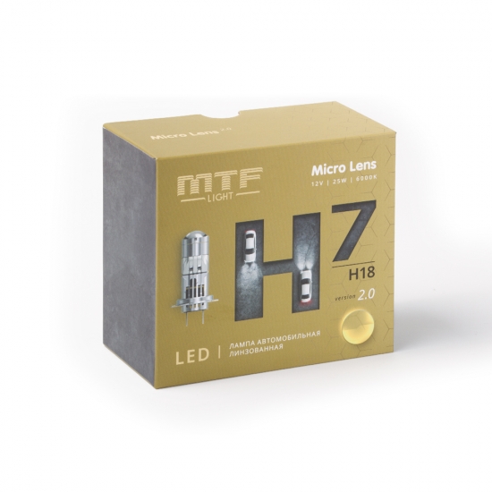 Светодиодные линзы MTF LIGHT серии MicroLENS H7/H18, 12V, 25W, 2500lm, 6000K, к-т.