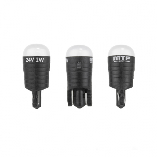 W5W55UN-24 Лампа светодиодная 24V W5W/T10 1Вт 5500К FIREFLY (хол.белый свет) (2шт) MTF