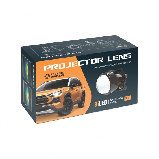 Светодиодные BiLED модули TECHNIK DIVISION, линзованные, бескорпусные, 12В, 45Вт, 6000К, 2.5 дюйма, комплект. Арт.: TD25K5